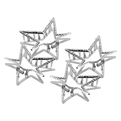 BAZEITFLOW 4 Stck Star Haarklammern Teilig Kleine Metall Krallenclips Silber Dekorative Stern Haarspangen Leichte Robuste Haarklammern für Frauen Vielseitig für Alltag Party und Hochzeit von BAZEITFLOW