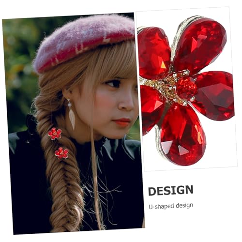 BAZEITFLOW 4 Stck Teiliges U Förmiges Haarnadel mit Blumen Design und Funkelnden Strasssteinen Haarschmuck für Braut und Hochzeit Stabiler und Eleganter Look für Damen und Mädchen von BAZEITFLOW