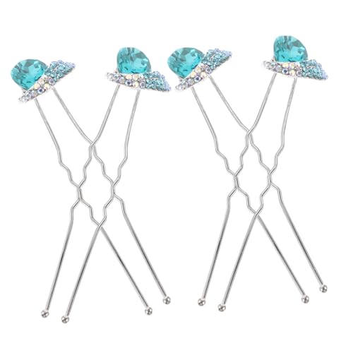 BAZEITFLOW 4 Stck Teiliges U Form Strass Haarnadeln Leichte Metall Haarspangen für Braut Hochzeits Haarschmuck Langlebig Fester Sitz Eleganter Haarschmuck für Frauen Haartypen von BAZEITFLOW