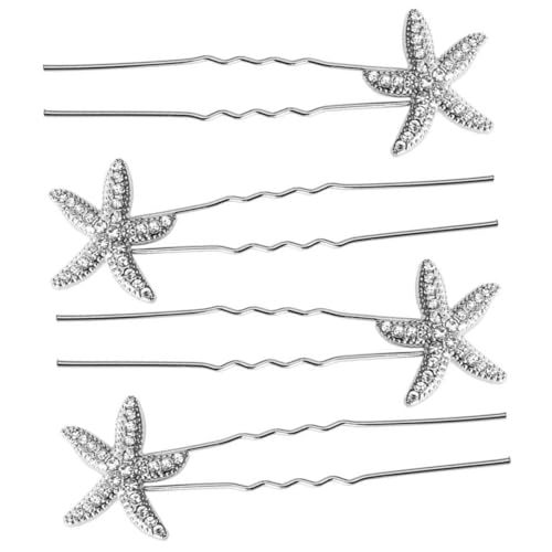 BAZEITFLOW 4 Stück Braut Haarnadeln Haarstück Strand Hochzeit Zubehör Stern Haarspangen Für Hochzeitsfrisuren Vintage Haarschmuck Für Frauen Meerjungfrau Accessoires Für Brautjungfern von BAZEITFLOW