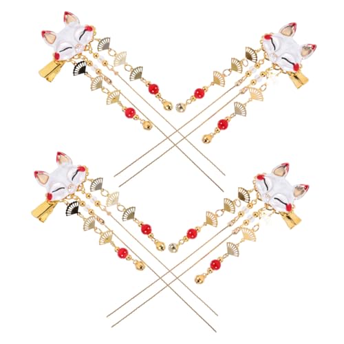 BAZEITFLOW 4 Stück Chinesische Haarklammern Retro Style Fox Haarspangen mit Quaste Langlebiger Legierungs Haarschmuck für Frauen Festliche und Alltägliche Anlässe Attraktiver Chinesischer von BAZEITFLOW