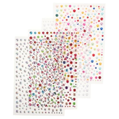 BAZEITFLOW 4 Stück Gesichtssteine und Perlen Aufkleber Teiliges Selbstklebend Strasssteine und Juwelen für Festival Make Up Karneval und Bastelverzierung von BAZEITFLOW