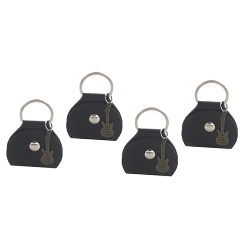 BAZEITFLOW 4 Stück Gitarren Plektrumhalter Leichtes PU Material Praktischer Pick Organizer Schlüsselanhänger für Gitarre Akustik Bass Mandoline Banjo Ukulele von BAZEITFLOW