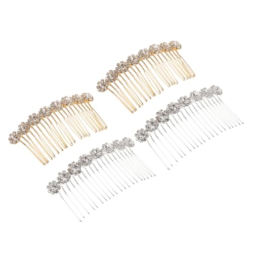 BAZEITFLOW 4stücke Blumen-haarschmuck Dekorative Haarkämme Für Mädchen Und Frauen Mit Künstlichen Strass-akzenten Silberfarben Und Goldfarben Accessoires Für Hochsteckfrisuren von BAZEITFLOW