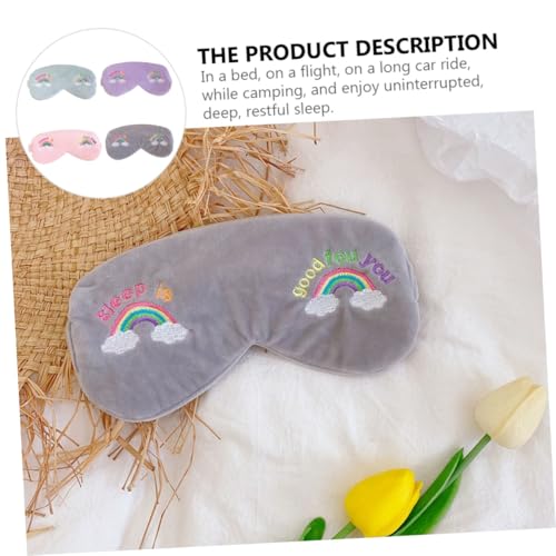 BAZEITFLOW 4 Stück Mädchen Schlafmaske mit Regenbogen Stickerei Weiche Leichte Augenbinde zum Schlafen Waschbar Blickdicht Entspannend als Schlafbrille und Augenabdeckung Zufällige Farbe von BAZEITFLOW
