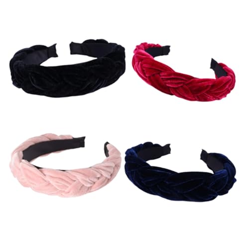 BAZEITFLOW 4 Stück Teiliges Damen Haarband aus Flanellähnlichem Samt Geflochtenes Breites Stirnband mit Kreuzdesign Stilvolles und Langlebiges Haarschmuck accessoire für Frauen Vielseitig von BAZEITFLOW