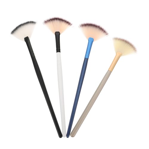 BAZEITFLOW 4 Stück Teiliges Fächerförmiger Gesichts pinsel mit Ergonomischem Holzgriff Waschbar Weiche Borsten für Hautpflege Gesichtsmaske und Schlamm applikation Vielseitig Einsetzbar für von BAZEITFLOW