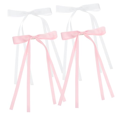 BAZEITFLOW 4 Stück Teiliges Haarschleifen Haarclips mit Langen Bändern Doppellagige Spitzen Haarspangen für Damen Festliche Haarschmuck für Hochzeit Geburtstag Abschlussball und Besondere von BAZEITFLOW
