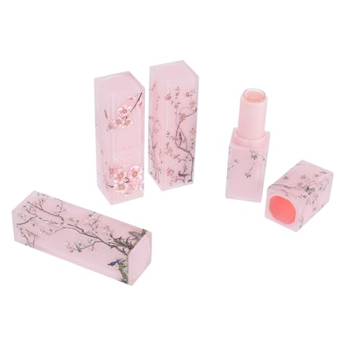 BAZEITFLOW 4 Stück Teiliges Halbtransparente Matte Lippenstifthülsen im Chinesischen Stil Auslaufsichere Wiederbefüllbare Lip Balm Tubes Kompakte Praktische Kosmetik Container für DIY von BAZEITFLOW