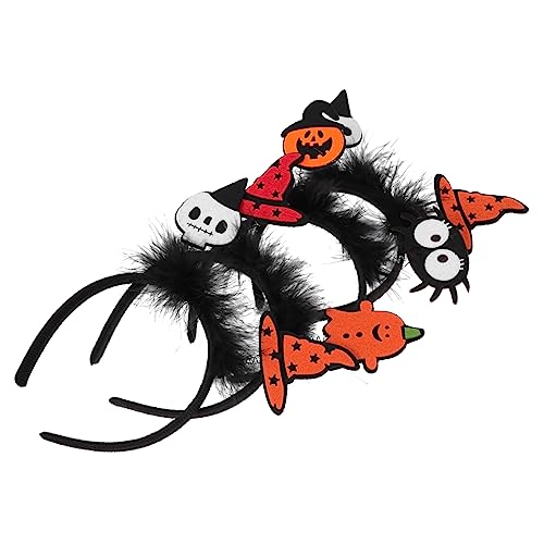 BAZEITFLOW 4 Stück Teiliges Halloween Haarreif mit Kürbis Spinne Geist und Hexenhut Leichter Bequemer Kopfschmuck für Karneval Party Cosplay und Kostüm Zubehör von BAZEITFLOW