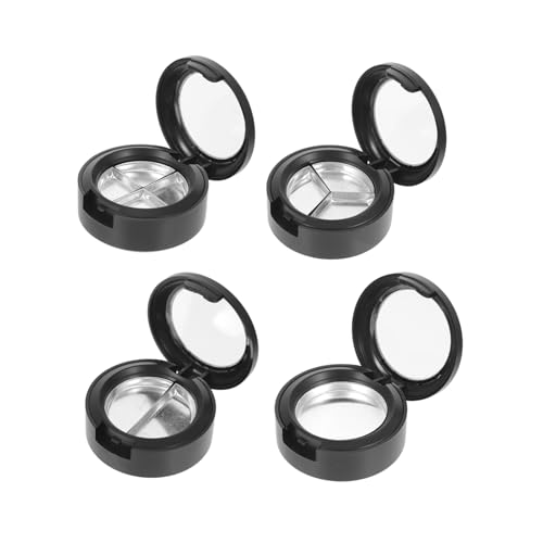 BAZEITFLOW 4 Stück Teiliges Leerer Transparenter Fach Lidschatten und Lippenstift Organizer Matte Schwarze Boxen mit Aluminium Einsätzen Langlebig Leicht für Kosmetikaufbewahrung und von BAZEITFLOW