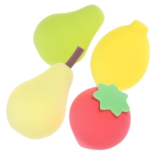 BAZEITFLOW 4 Stück Teiliges Make up schwamm Fruchtform Weiche Flexible Beauty Puff für Puder und Foundation Tragbar Hautfreundlich Nass und Trocken Verwendbar Präzise Anwendung für Frauen von BAZEITFLOW