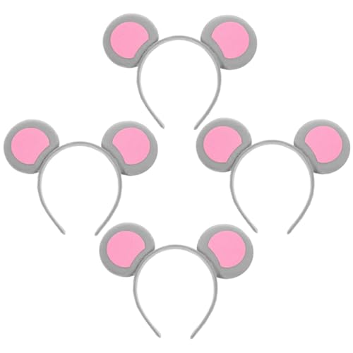 BAZEITFLOW 4 Stück Teiliges Mausohren Haarreifen aus Strapazierfähigem Bequeme Rutschfeste Tierohren Stirnbänder für Erwachsene für Halloween Karneval Partys und Cosplay von BAZEITFLOW