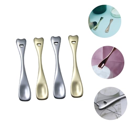 BAZEITFLOW 4 Stück Teiliges Metall Kosmetikspatel für Gesichtsmaske und Creme Langlebige Glatte Make up Löffel aus Zinklegierung in Gold und Silber Ergonomisch Geformt für Präzises Auftragen von BAZEITFLOW