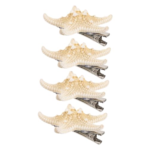 BAZEITFLOW 4 Stück Teiliges Natürliche Handgefertigte Fünf Punkte Seestern Haarklammern Bunte Haarschmuck für Frauen Mädchen Strand Accessoires Zufällige Farben Zufällige von BAZEITFLOW