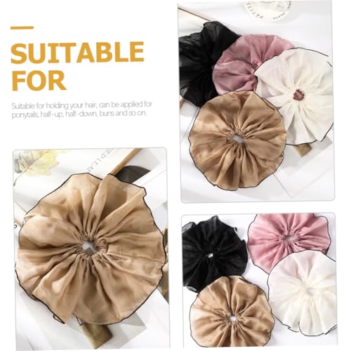 BAZEITFLOW 4 Stück Teiliges Netzstoff Haargummi Extra Elastisch und Schonend Vielseitig für Damen und Mädchen für Pferdeschwanz Dutt und Halboffene Frisuren Modische Farbkombination Schwarz von BAZEITFLOW