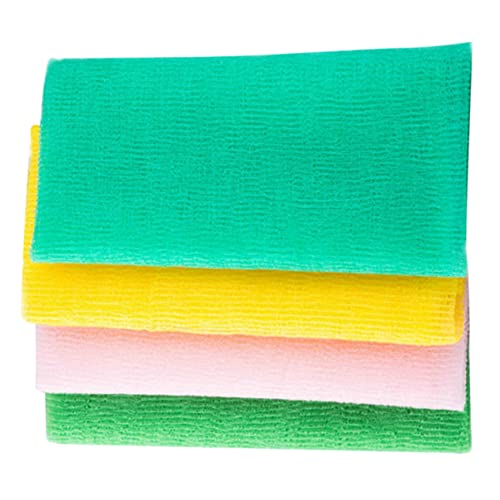 BAZEITFLOW 4 Stück Teiliges Peeling Badetuch aus Hautfreundlichem Nylon Sanfter Körper Schrubber zum Effektiven Reinigen von Rücken Nacken und Schultern Farblich Gemischtes für Glatte Weiche von BAZEITFLOW