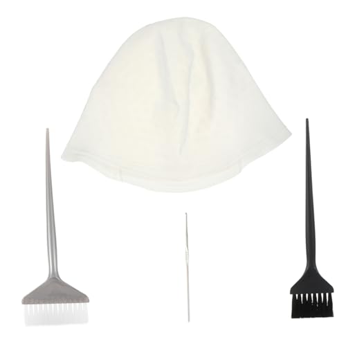 BAZEITFLOW 4 Stück Teiliges Silikon Haarfärbe Set Wiederverwendbare Färbehüte für Highlights Häkelnadel und Farbborsten für DIY Haarfärbung zu Hause Salon von BAZEITFLOW