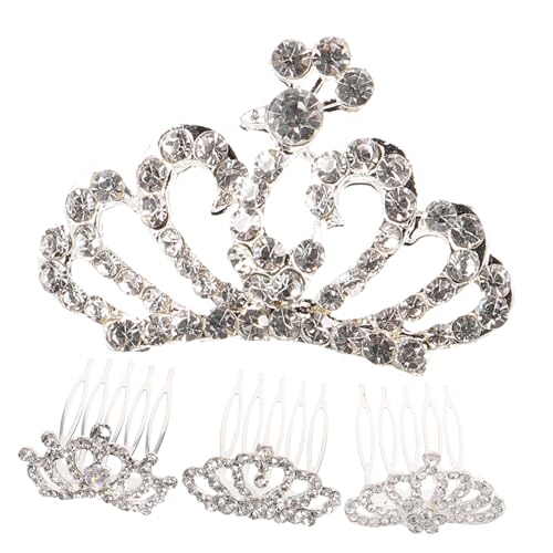 BAZEITFLOW 4 Stück Teiliges Strass Haarschmuck mit Kamm Kleine Glitzernde Prinzessin Tiara für Mädchen Leichter und Bequemer Haarreif Eleganter Haarschmuck für Party und Fotosession von BAZEITFLOW