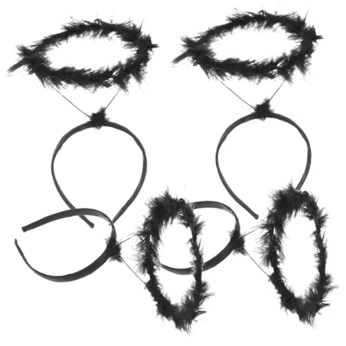BAZEITFLOW 4 Stück Teiliges Teufel Haarreif Performance Haarschmuck Modisch Bequem Schwarzer Heiligenschein für Party Bühnenauftritt Karneval Kostüm Partyzubehör von BAZEITFLOW