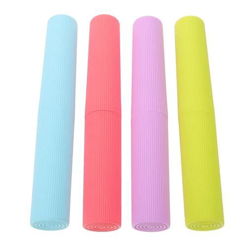 BAZEITFLOW 4 Stück Teiliges Tragbares Zahnbürstenetui Leichtes Wasserdichtes Zahnbürstenbox Reise Organizer Staubdichter Zahnbürstenbehälter in Bunten Farben für Camping Geschäftsreisen und von BAZEITFLOW