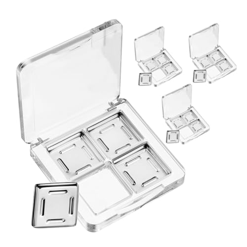 BAZEITFLOW 4 Stück Transparente DIY Lidschatten Palette Leer Kompakte Make up Box zum Individuellen Befüllen Robustes Material Tragbar und Praktisch für Effektive Make up Organisation von BAZEITFLOW