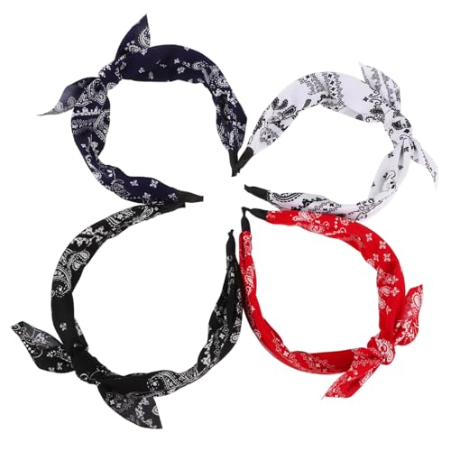 BAZEITFLOW 4 Stück Vintage Knot Stirnband für Damen Teiliges mit Breitem Elastischem Haarschmuck Geeignet für Gesichtsreinigung Spa und Alltag Verstellbar Modisches Retro Design Schwarz Weiß von BAZEITFLOW