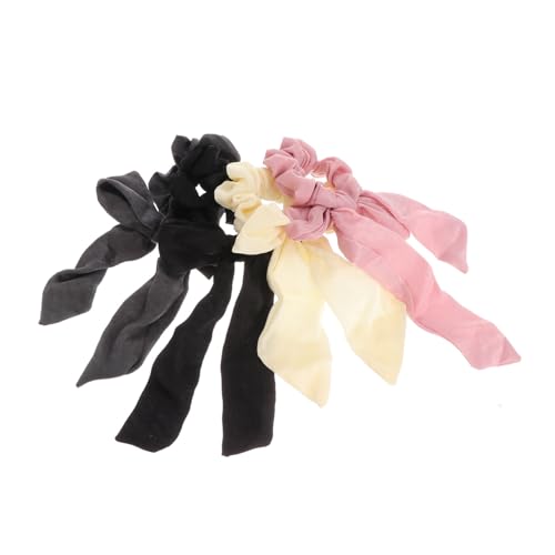 BAZEITFLOW 4 Teiliges Satin Haargummi mit Schleife Weiche Elastische Stoff Haarbänder für Damen und Mädchen Modische Ponytail Halter Vielseitiges Haarschmuck Accessoire von BAZEITFLOW