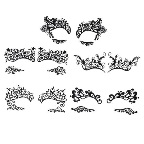 BAZEITFLOW 5 Paare Selbstklebende Spitzen Eyeliner Decals Temporäre Augen Tattoos Make up Aufkleber Schwarz Hohle Muster Einfach Anzuwenden Für Halloween Party Festival von BAZEITFLOW