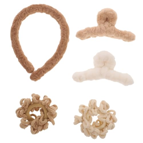 BAZEITFLOW 5 Stück Plüsch Haarspangen Teilig Weiche Haargummis und Haarreifen für Damen Mädchen und Geeignet für Dickes und Lockiges Haar Komfortabel Langlebig und Schonend für Alltag von BAZEITFLOW