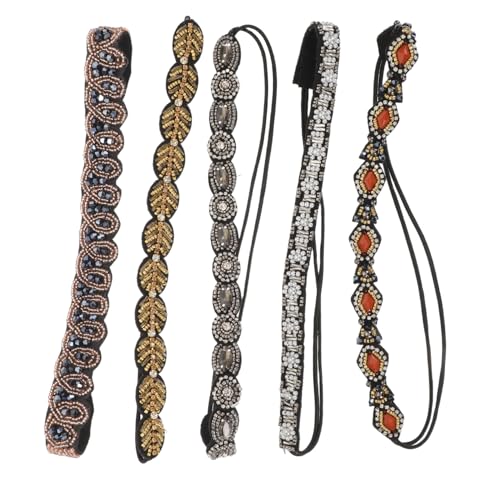 BAZEITFLOW 5 Stück Teiliges Damen Haarband mit Funkelnden Strassperlen Elastisch und Bequem Vielseitig für Partys Hochzeiten und Festliche Anlässe Modisches Haarschmuck Zubehör von BAZEITFLOW