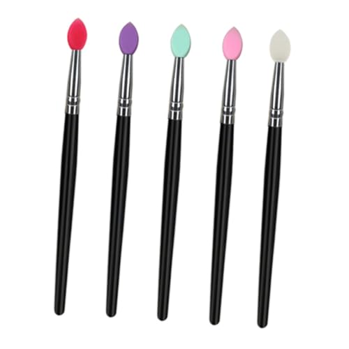 BAZEITFLOW 5 Stück Teiliges Make up Pinsel mit Kunststoffgriff Vielseitig für Gesichtspuder Lidschatten Concealer und Foundation Einfach zu Reinigen Bunte Farbkopfauswahl für Detailliertes von BAZEITFLOW