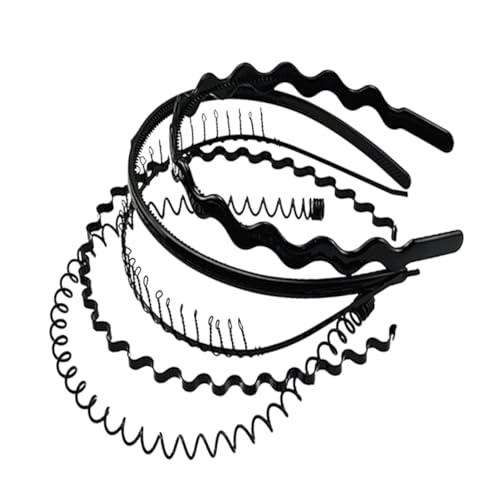 BAZEITFLOW 5 Stück Teiliges Schwarzes Gewelltes Haarband Elastisches Damen Stirnband Modisches Haarschmuck accessoire für Frauen und Mädchen Bequemer Sitz Vielseitig Einsetzbar von BAZEITFLOW