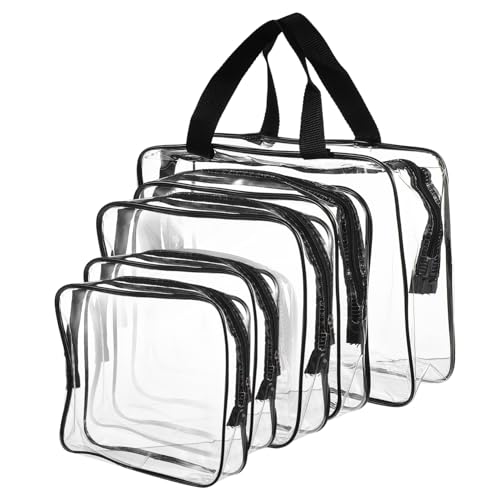 BAZEITFLOW 5Stücke Teiliges Transparente Kosmetiktasche Wasserdichter mit Reißverschluss für Reisen Make Up Organizer für Damen für Fitness Urlaub von BAZEITFLOW