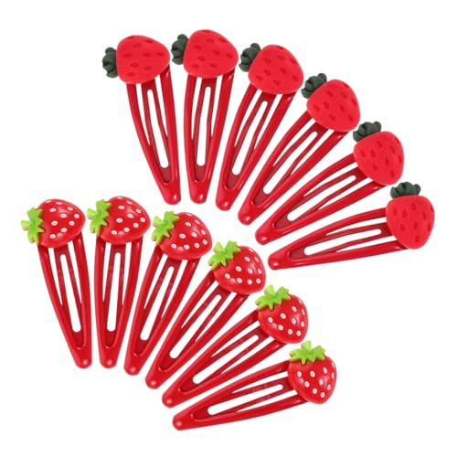 BAZEITFLOW 6 Paare Erdbeer Haarspangen Metall Haarclips mit Festem Griff Niedliche Cartoon Obst Haarklammern für Mädchen Teens Leichte Haarschmuck für Alltag und Party von BAZEITFLOW