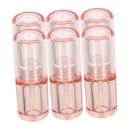 BAZEITFLOW 6 Stück Nachfüllbare Lippenpflegestift Tuben Rundes Transparentes Design Feiner Pinselapplikator Präzise Dosierung Tragbare DIY Lippenöl Behälter Für Damen Make Up von BAZEITFLOW