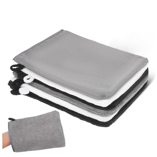 BAZEITFLOW 6 Stück Teiliges Peeling Handschuh aus Superfiner Faser Sanfte Waschhandschuhe für Dusche und Bad Make Up Entferner Gesichts und Körperreinigung mit Praktischem Aufhänge Loop von BAZEITFLOW