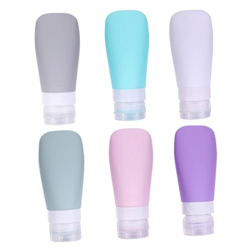 BAZEITFLOW 6 Stück Teiliges Silikon Reise kosmetikflaschen Auslaufsichere Leichte Langlebige Reisebehälter für Lotionen Shampoo Make up Entferner für Unterwegs Kabinengepäck Geeignet von BAZEITFLOW