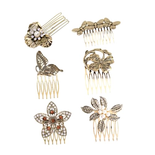 BAZEITFLOW 6 Stück Teiliges Vintage Haarkamm mit Perlen und Strass Metall Steckkämme für Damen Haarschmuck Accessoires Passend für Frauen und Mädchen Langlebig und Einfach zu Stylen von BAZEITFLOW