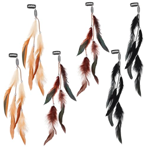 BAZEITFLOW 6 Stück Teiliges Vintage Haarspangen Kreative Clip Haarschmuck Damen Vielseitig für Party Hochzeit Alltag Cosplay und Raumdekoration Federn von BAZEITFLOW