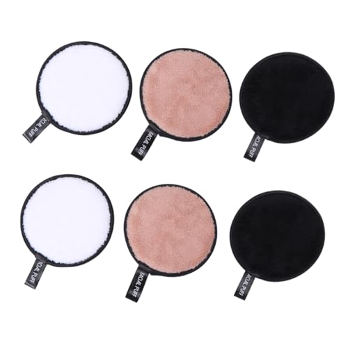 BAZEITFLOW 6 Stück Teiliges Wiederverwendbares Mikrofaser Puder Schwämmchen Doppelseitig Waschbar Weiche Makeup Entferner Pads für Damen und Mädchen Sanfte Gesichtsreinigung Gemischte Designs von BAZEITFLOW