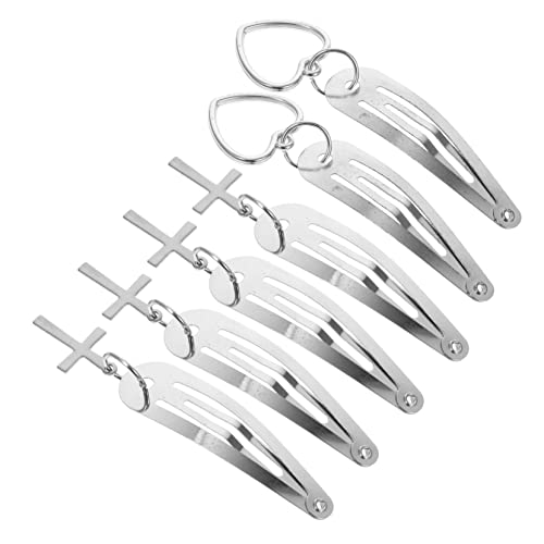 BAZEITFLOW 6stücke Haarspangen Mit Herz Und Kreuzanhänger Metall-schnappclips Für Damen Modische Haarschmuck-accessoires Für Alltag Und Besondere Anlässe von BAZEITFLOW