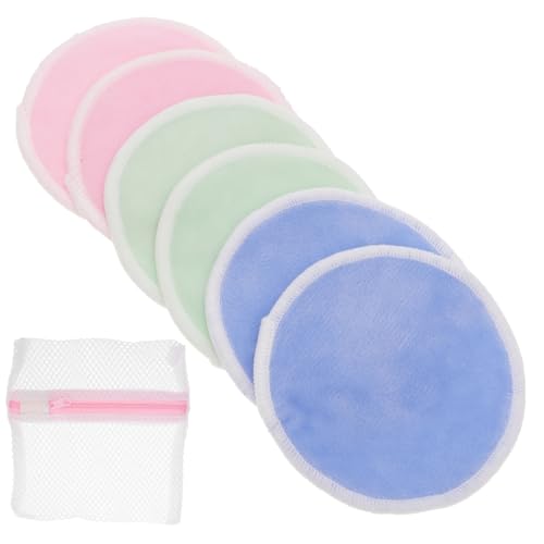 BAZEITFLOW 7stücke Bambusfaser-pads Make-up-entferner-pad Wiederverwendbare Gesichtspads Gesichtspuff Für Hautpflege Make-up-entfernung Set Mit Aufbewahrungstasche Blau Grün von BAZEITFLOW