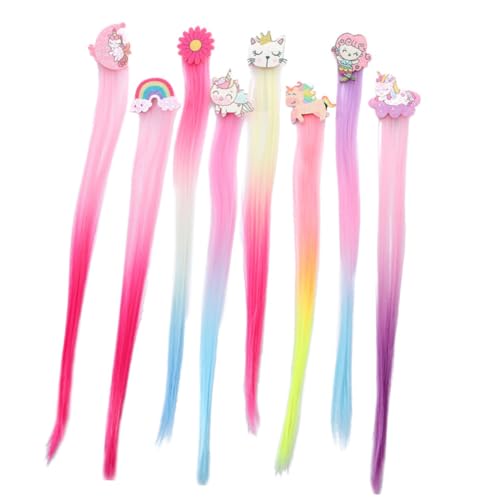 BAZEITFLOW 8 Stück Teiliges Einhorn Haar Clip mit Meerjungfrau Haarspangen Bunte Clip in Haarverlängerungen für Mädchen Farbenfrohe Haarklammern für Geburtstage Karneval und Kostümpartys von BAZEITFLOW