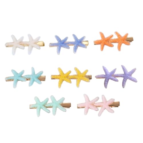 BAZEITFLOW 8 Stück Teiliges Meerjungfrau Muschel Haarklammern mit Seestern Design Bunte Entenschnabel Clips für Mädchen Leichte Haarschmuck für Alltag und Party Farblich Zufällige Farbe von BAZEITFLOW
