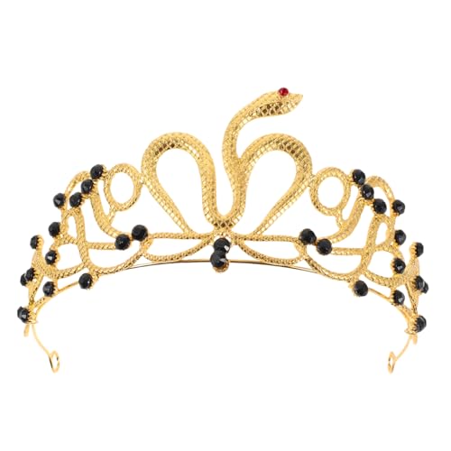 BAZEITFLOW Ägyptische Goldene Schlangenkronen Tiara mit Funkelnden Strasssteinen Leichtes Legierungs Haarreif für Braut Hochzeit Geburtstagsfeier Halloween und Festliche Anlässe von BAZEITFLOW
