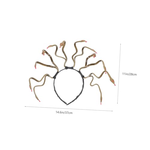 BAZEITFLOW Ägyptisches Medusa Schlangen Haarreifen Cosplay Kopfschmuck für Halloween Kostümparty Damen und Mädchen Tiefgoldener Schlangendesign Haarreifen von BAZEITFLOW