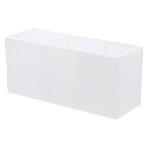 BAZEITFLOW Acryl Aufbewahrungsbox Weiß mit Fächern für Make up Pinsel Stifte und Fernbedienung Langlebiger Organizer für Schlafzimmer Bad und Wohnzimmer Platzsparend und Vielseitig von BAZEITFLOW