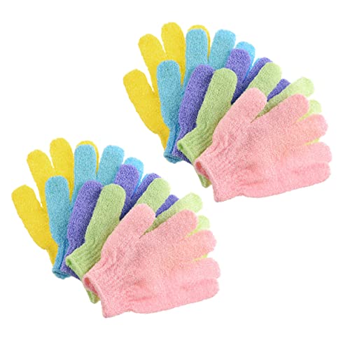 BAZEITFLOW Badehandschuhe 10 Paar Peelinghandschuhe aus Polyester Duschhandschuhe für Damen und Herren Hautpflege Effektiv gegen Abgestorbene Haut für Tägliche von BAZEITFLOW