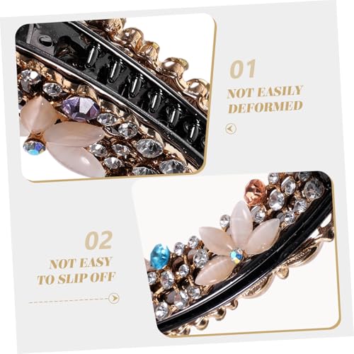 BAZEITFLOW Bananenspange mit Strasssteinen Großer Vintage Haarclip für Dickes Haar Rutschfester Pferdeschwanzhalter Leichtes Styling Tool für Damen Geeignet für Partys und Alltag von BAZEITFLOW